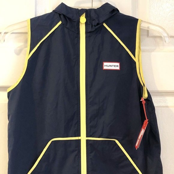 NWT~Hunter for Target~Blue Hooded Windbreaker Vest~ Zip Front~Girls Sz M (7-8) - Picture 3 of 5